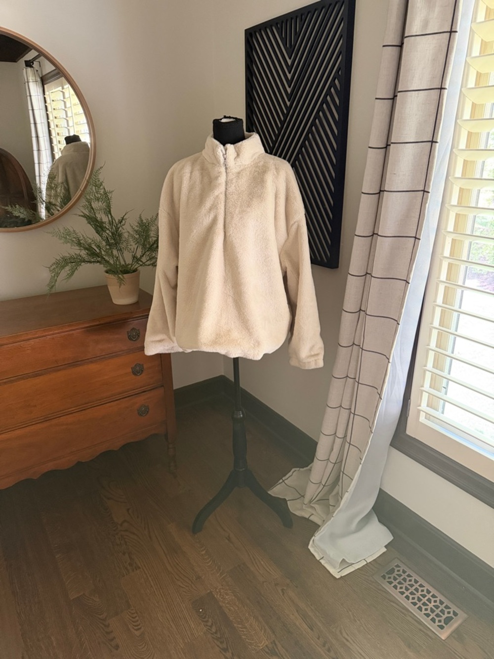 a new day cream  Plush Half-Zip Fleece Pullover xxl